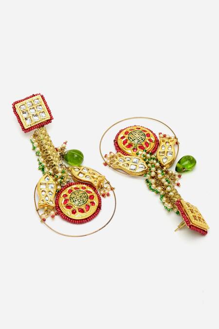 Buy Dugran By Dugristyle Gold Plated Pearls, Crystals, Stones Kundan Embellished Earrings Online at Aza Fashions Buy_Dugran By Dugristyle_Gold Plated Pearls, Crystals, Stones Kundan Embellished Earrings _Online_at_Aza_Fashions