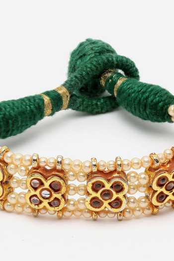 Shop Dugran By Dugristyle Gold Plated Pearls, Stones Kundan Embellished Bracelet Online at Aza Fashions Shop_Dugran By Dugristyle_Gold Plated Pearls, Stones Kundan Embellished Bracelet _Online_at_Aza_Fashions