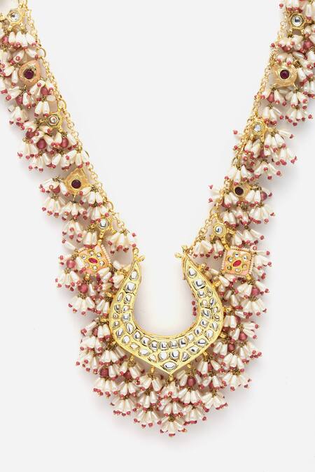 Dugran By Dugristyle_Gold Plated Pearl Embellished Pendant Necklace _Online_at_Aza_Fashions