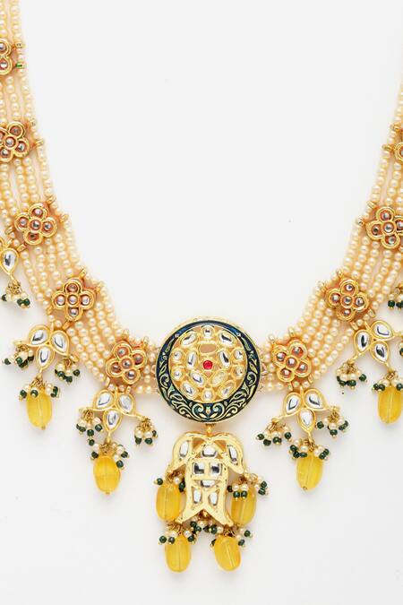 Buy_Dugran By Dugristyle_Gold Plated Kundan Embellished Pendant Necklace _Online_at_Aza_Fashions