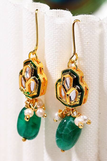 Beautiful Vintage Forest Green Rhinestone Clip-On Earrings - Ruby Lane