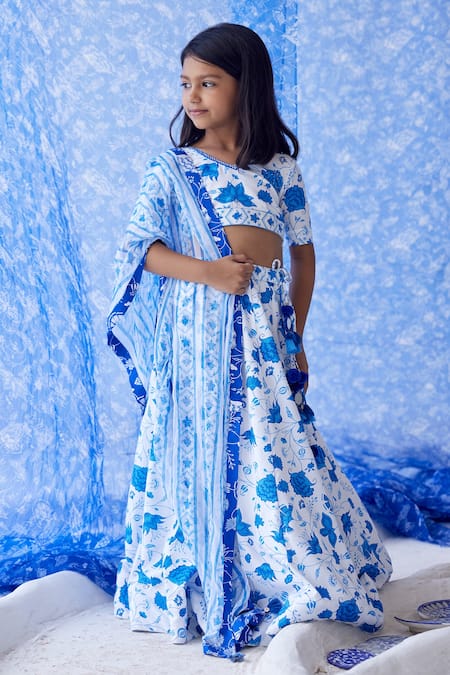 Blue and White Rajputi Dress For Women - Buy Online Now - Rana's by Kshitija
