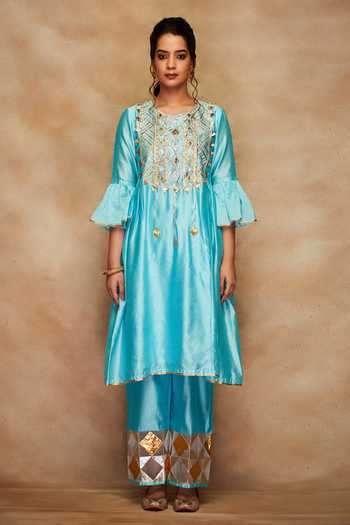 Gulabo By Abu Sandeep Gota Embroidered Gathered Kurta 