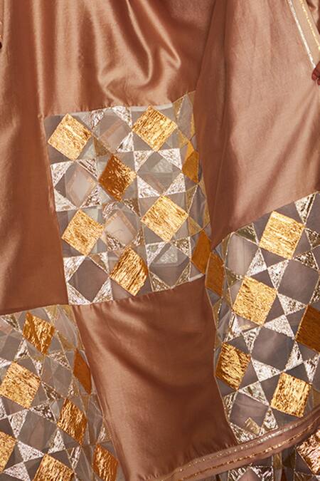 Buy_Gulabo By Abu Sandeep_Gold Pure Chanderi Silk Net Bordered Gota Dupatta_Online_at_Aza_Fashions