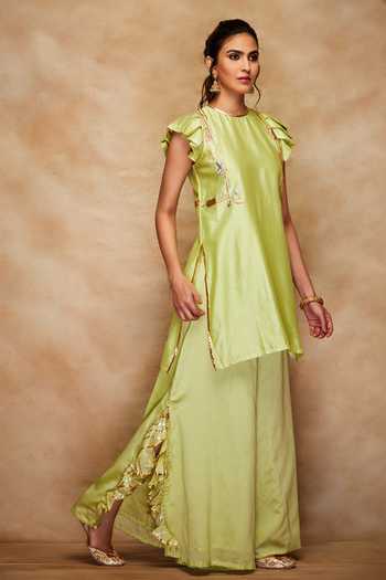 Gulabo By Abu Sandeep Chanderi Silk Ruffled Sharara 