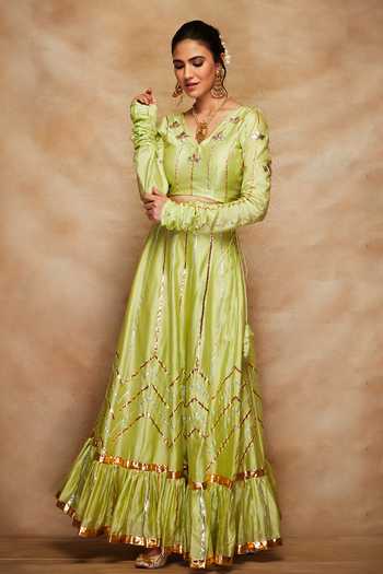 Gulabo By Abu Sandeep Chanderi Silk Gathered Sleeve Blouse 