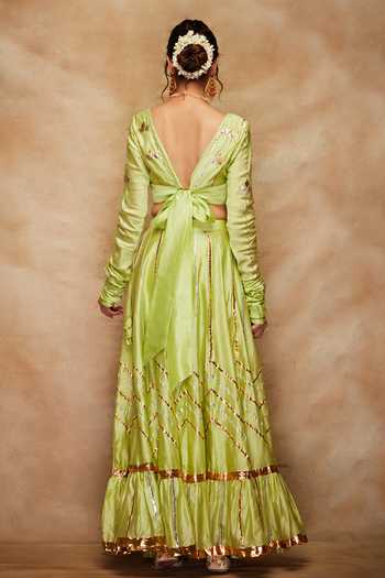 Gulabo By Abu Sandeep Chanderi Silk Gathered Sleeve Blouse 