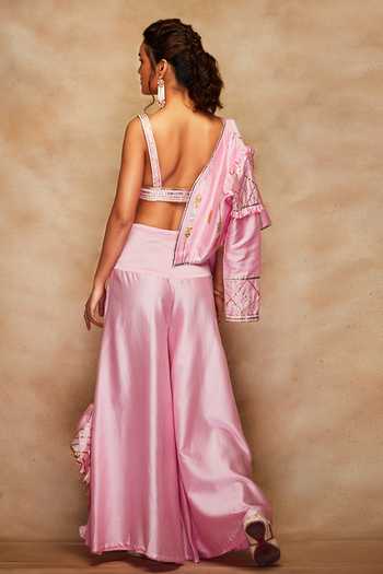 Gulabo By Abu Sandeep Chanderi Silk Gota Work Bralette 
