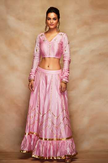 Gulabo By Abu Sandeep Chanderi Silk Gathered Sleeve Blouse 