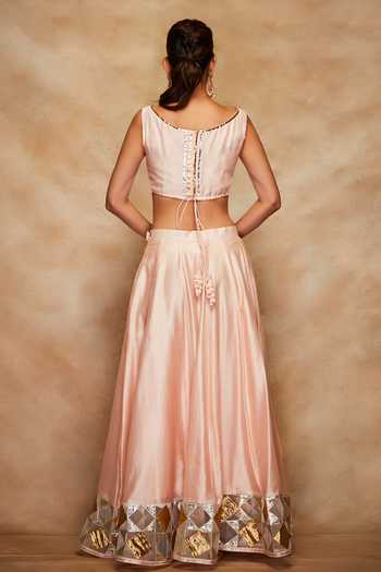 Gulabo By Abu Sandeep Chanderi Silk Gota Work Crop Top 