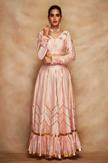 Gulabo By Abu Sandeep Chanderi Silk Gathered Sleeve Blouse 