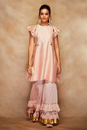 Gulabo By Abu Sandeep Chanderi Silk Gota Work Gharara