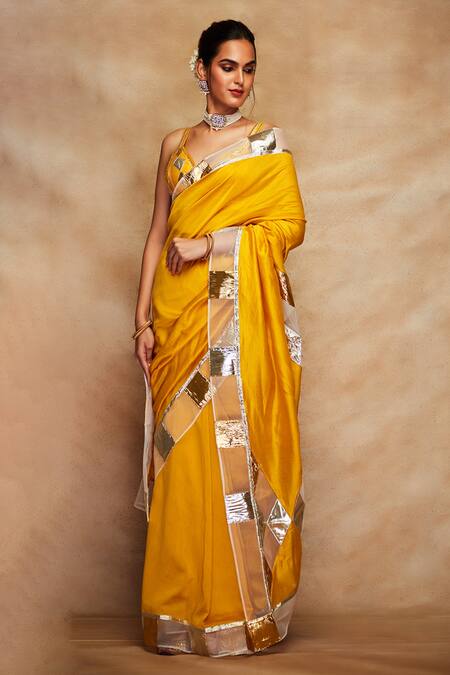 Yellow Handwoven Chanderi Silk Saree – Beatitude