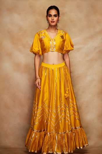 Gulabo By Abu Sandeep Chanderi Silk Gota Work Blouse 