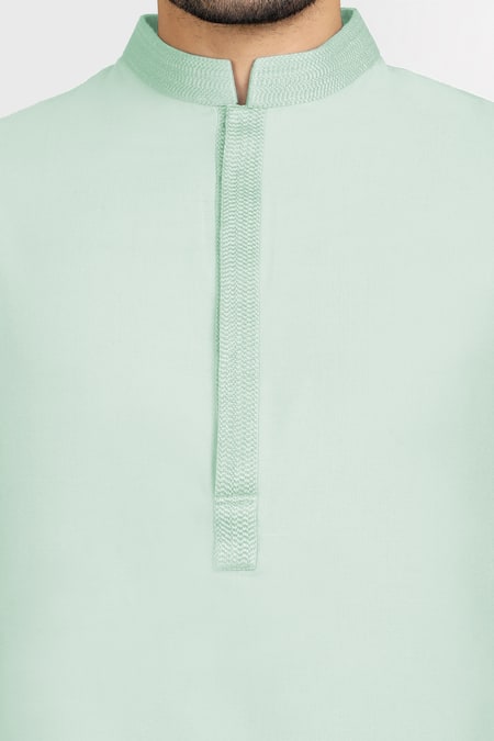 Bubber Couture_Green Cotton Silk Kian Short Kurta _Online_at_Aza_Fashions