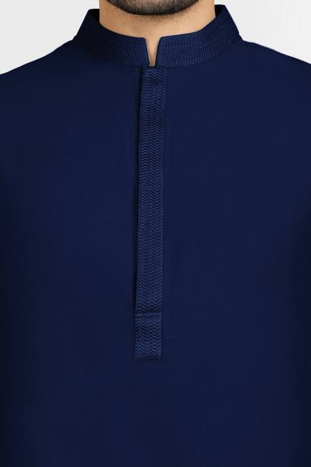 Bubber Couture Blue Cotton Silk Rehan Short Kurta Online at Aza Fashions Bubber Couture_Blue Cotton Silk Rehan Short Kurta _Online_at_Aza_Fashions