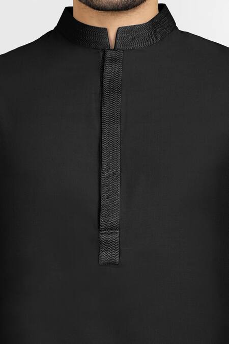 Bubber Couture_Black Cotton Silk Krish Short Kurta_Online_at_Aza_Fashions