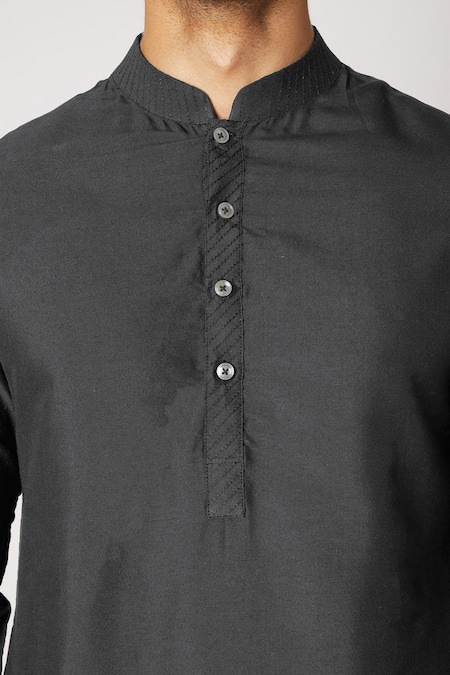 Bubber Couture_Grey Cotton Silk Devraj Kurta Set_Online_at_Aza_Fashions