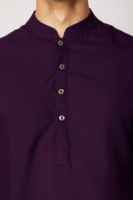 Bubber Couture_Purple Cotton Silk Viraj Kurta Set _Online_at_Aza_Fashions
