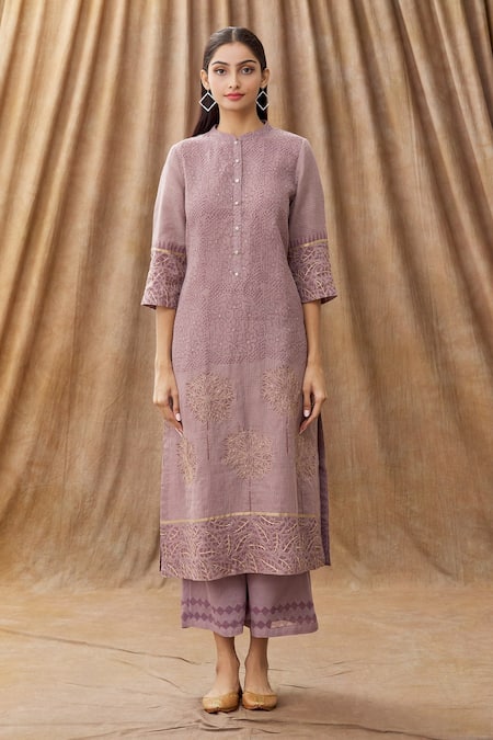 Buy Manasi Sengupta Purple Kota Doria Sequins Work, Zari Mandarin Collar Embroidered Kurta Set Online at Aza Fashions Buy_Manasi Sengupta_Purple Kota Doria Sequins Work, Zari Mandarin Collar Embroidered Kurta Set _Online_at_Aza_Fashions