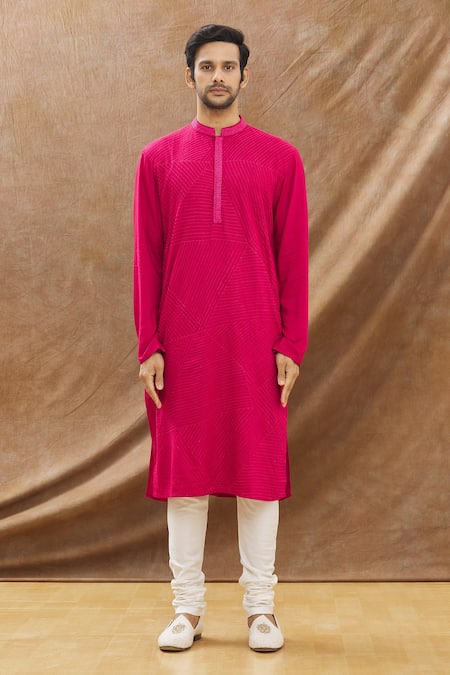 Priyanka Haralalka Pink Rayon, Pure Cotton Thread Embroidered Kurta Set Online at Aza Fashions Priyanka Haralalka_Pink Rayon, Pure Cotton Thread Embroidered Kurta Set _Online_at_Aza_Fashions