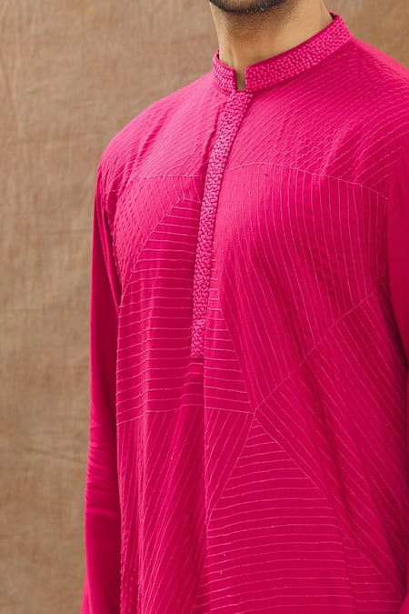 Shop Priyanka Haralalka Pink Rayon, Pure Cotton Thread Embroidered Kurta Set Online at Aza Fashions Shop_Priyanka Haralalka_Pink Rayon, Pure Cotton Thread Embroidered Kurta Set _Online_at_Aza_Fashions