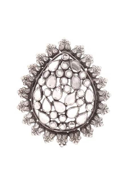 Buy_Sangeeta Boochra_Silver Plated Stones Embellished Earrings _Online_at_Aza_Fashions