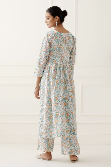 Musal Skye Floral Print Anarkali Set 