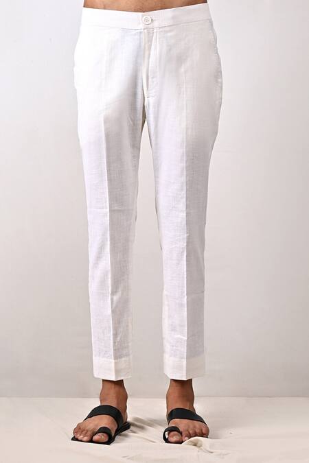 Shop_Bohame_Purple Linen Blend Plain Colton Asymmetric Kurta Set_Online_at_Aza_Fashions