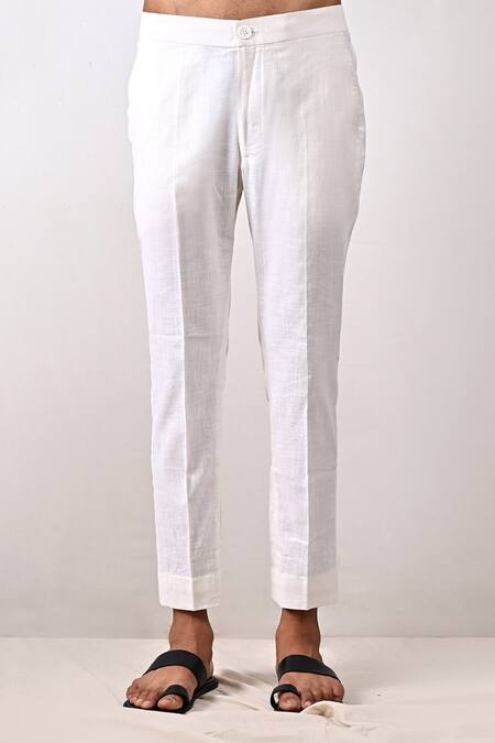 Bohame_White Linen Blend Plain Layne Bundi And Overlap Kurta Set_at_Aza_Fashions