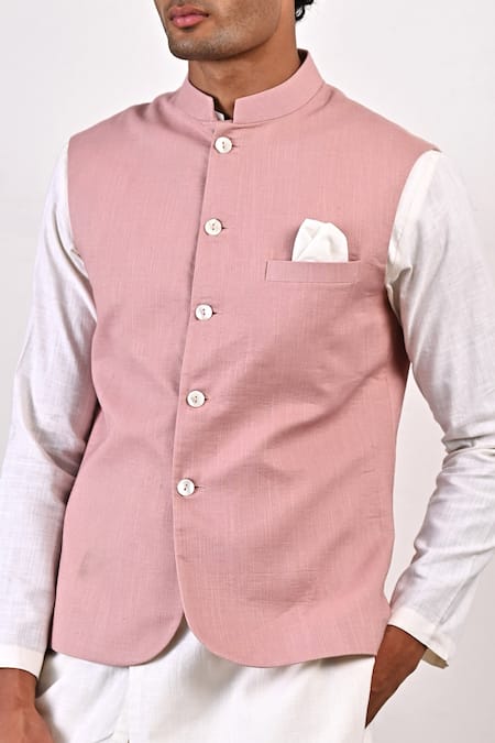 Shop Bohame Purple Linen Blend Plain Alistair Bundi And Overlap Kurta Set Online at Aza Fashions Shop_Bohame_Purple Linen Blend Plain Alistair Bundi And Overlap Kurta Set_Online_at_Aza_Fashions