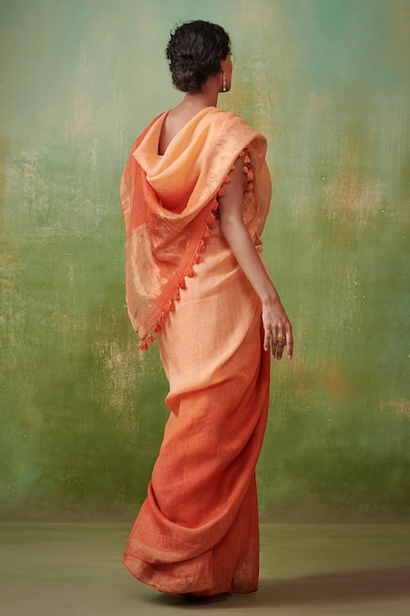 Dressfolk Paakhi Handloom Linen Ombre Saree 