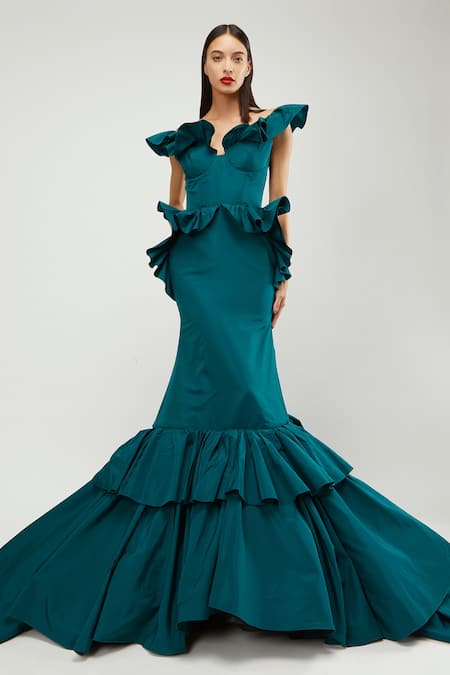 Bmbridal Emerald Green Prom Dress Mermaid High Neck Sleeveless | BmBridal