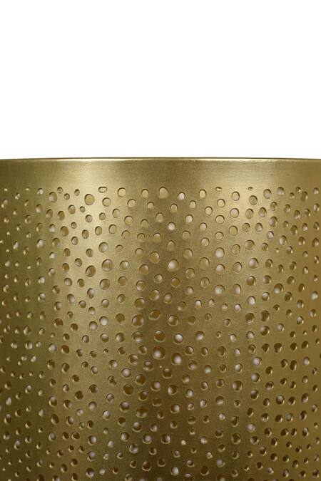 Manor House Gold Iron And Wood Roshni Jaali Candle Holder With Base Online at Aza Fashions Manor House_Gold Iron And Wood Roshni Jaali Candle Holder With Base_Online_at_Aza_Fashions