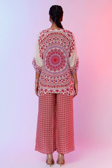 Sva By Sonam & Paras Modi White Crepe Silk Lining Cotton And Satin Ravi & Top & Palazzo Set 2