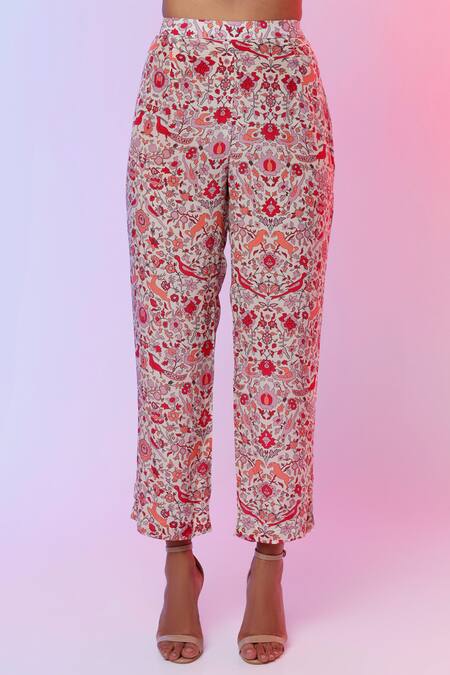 Buy Sva By Sonam & Paras Modi White Crepe Silk Lining Cotton And Satin Saanjh Print Draped Kurta & Pant Set Online at Aza Fashions Buy_Sva By Sonam & Paras Modi_White Crepe Silk Lining Cotton And Satin Saanjh Print Draped Kurta & Pant Set_Online_at_Aza_Fashions