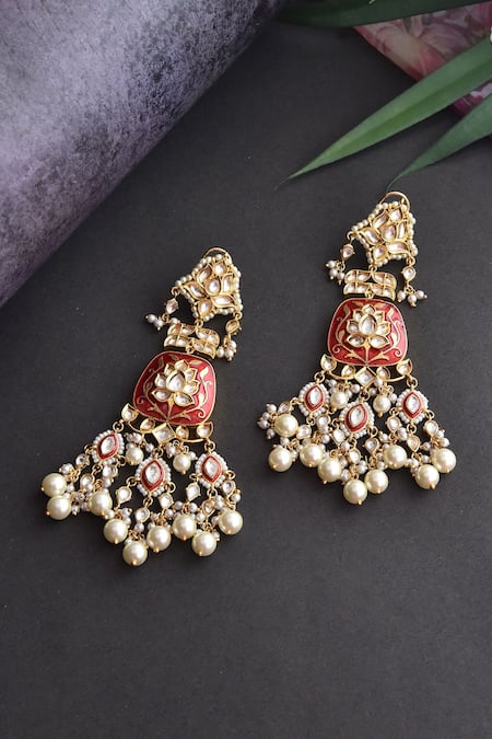 SWABHIMANN Kundan Embellished Dangler Earrings 