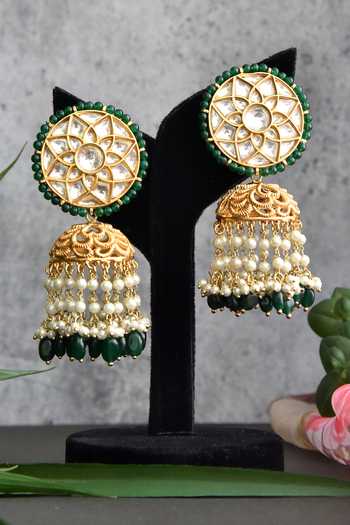 Buy_Swabhimann_Gold Plated Kundan Embellished Jhumkis _Online_at_Aza_Fashions