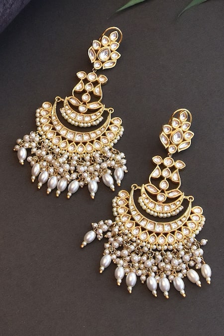 SWABHIMANN Kundan Embellished Dangler Earrings 