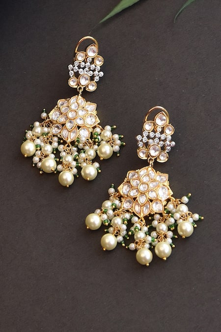 SWABHIMANN Kundan Embellished Dangler Earrings 