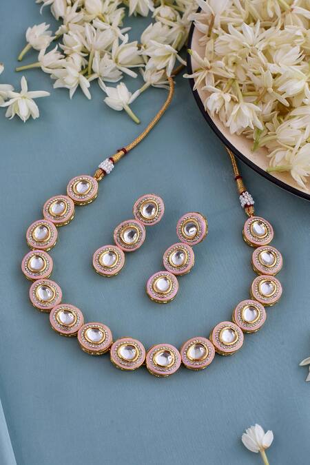 Buy_Swabhimann_Gold Plated Imitation Diamonds Kundan Embellished Choker Set _Online_at_Aza_Fashions