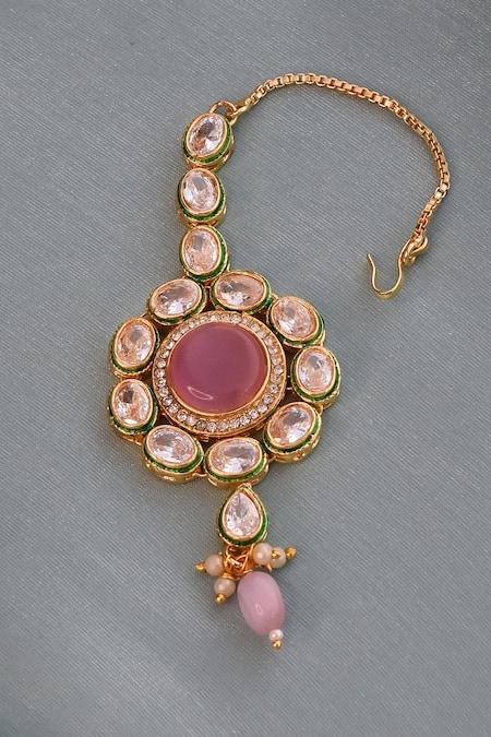 Buy Swabhimann Gold Plated Kundan Embellished Maangtikka Online at Aza Fashions Buy_Swabhimann_Gold Plated Kundan Embellished Maangtikka _Online_at_Aza_Fashions