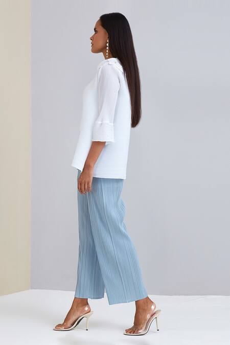 Shop_Scarlet Sage_White Violte Pearled Top_Online_at_Aza_Fashions