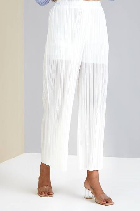 Buy Scarlet Sage White 100% Polyester Jane Straight Pant Online at Aza Fashions Buy_Scarlet Sage_White 100% Polyester Jane Straight Pant _Online_at_Aza_Fashions