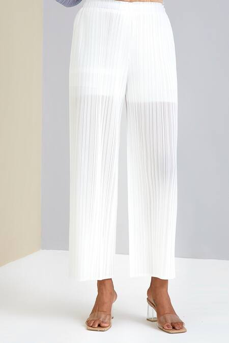 Scarlet Sage White 100% Polyester Jane Straight Pant at Aza Fashions Scarlet Sage_White 100% Polyester Jane Straight Pant _at_Aza_Fashions