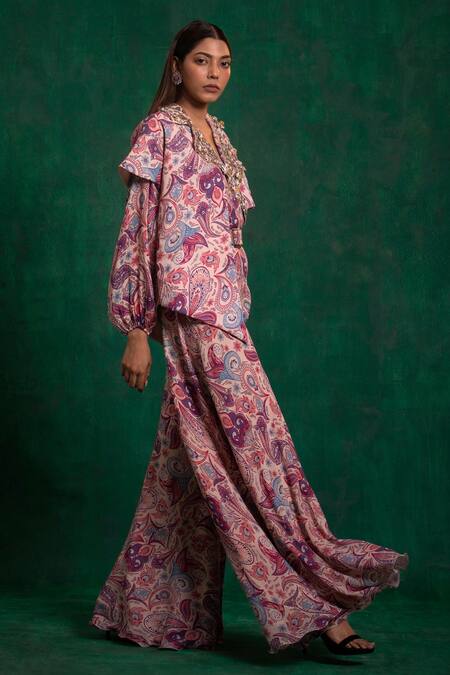 Shop_Awigna_Beige Crepe Draped Jacket Style Jumpsuit_at_Aza_Fashions