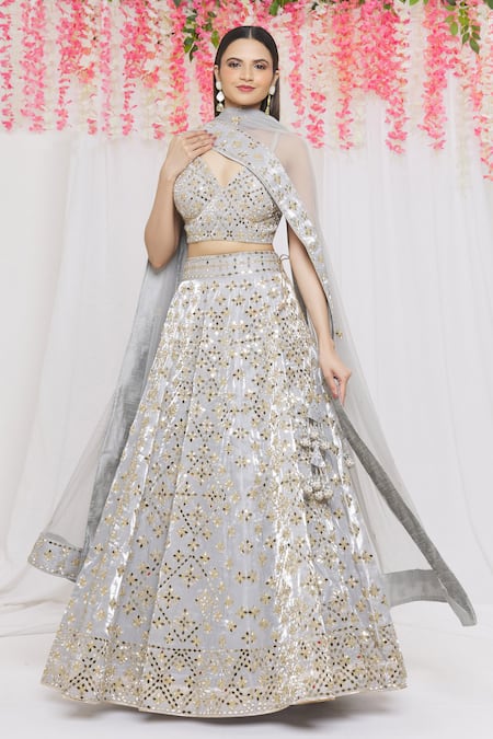 Vandana Sethi Mirror Embroidered Bridal Lehenga Set 