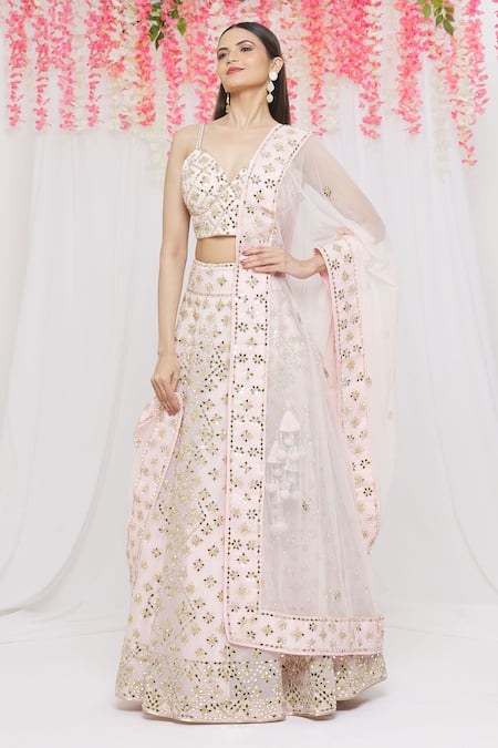 Vandana Sethi Mirror Embroidered Bridal Lehenga Set 