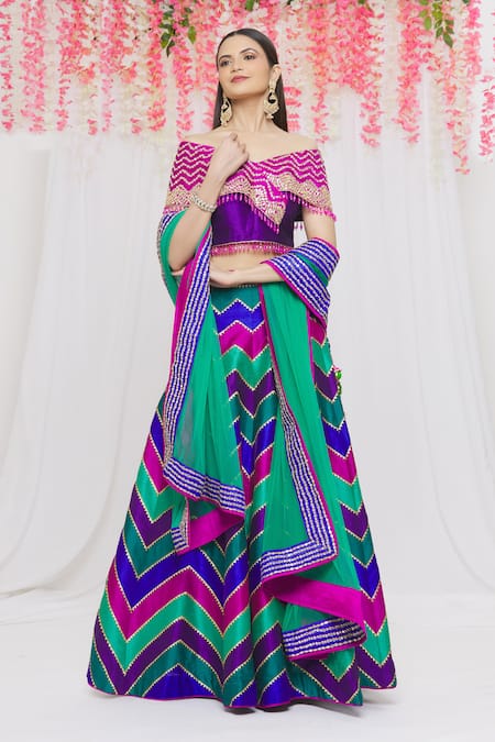 Vandana Sethi Chevron Embroidered Lehenga Set 