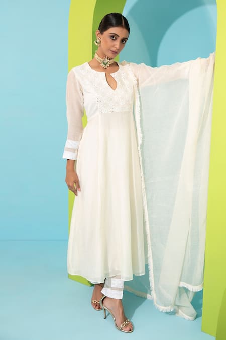 Buy Neha Khullar Ivory Chanderi Silk Embroidered Dori Anarkali Set For Kids Online at Aza Fashions Buy_Neha Khullar_Ivory Chanderi Silk Embroidered Dori Anarkali Set For Kids_Online_at_Aza_Fashions